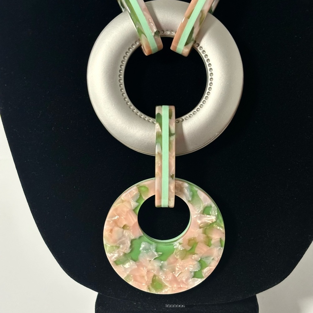 1196-Acetate Cord Necklace & Earring Set - Picture 3 of 4